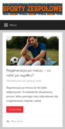 Vista previa del sitio Sporty Zespołowe, medio de Polonia para artículos patrocinados