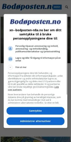 Anteprima del sito Bodøposten, media di Norvegia per articoli sponsorizzati