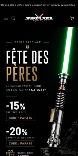 Podgląd witryny La Boutique Du Sabre Laser, medium z kraju Francja do artykułów sponsorowanych