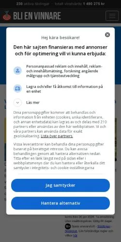 Podgląd witryny Bli En Vinnare, medium z kraju Szwecja do artykułów sponsorowanych