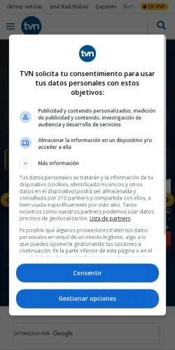 Aperçu du site TVN, média de Espagne pour articles sponsorisés