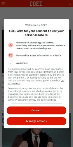 Anteprima del sito COED, media di Stati Uniti per articoli sponsorizzati