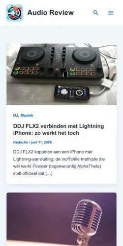Voorbeeld van de site Audio Review, medium uit Nederland voor gesponsorde artikelen