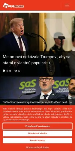 Anteprima del sito Maxivýber, media di Slovacchia per articoli sponsorizzati