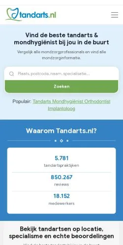Anteprima del sito Tandarts, media di Paesi Bassi per articoli sponsorizzati