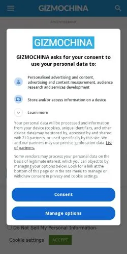 Vista previa del sitio Gizmochina, medio de Estados Unidos para artículos patrocinados