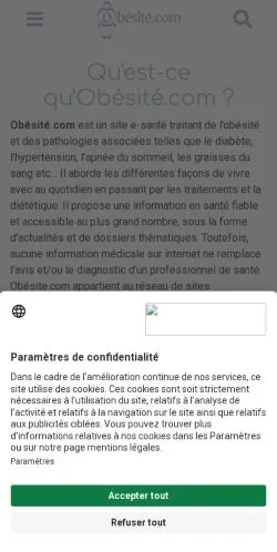 Forhåndsvisning av nettstedet obesite, medium fra Frankrike for sponsede artikler