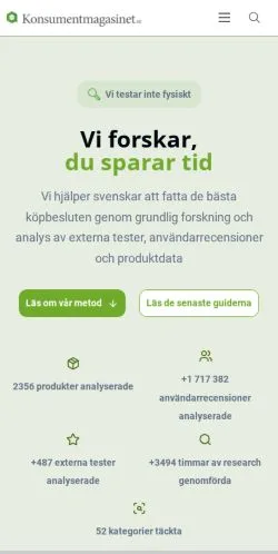 Anteprima del sito Konsumentmagasinet, media di Svezia per articoli sponsorizzati