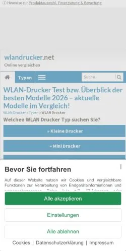 Anteprima del sito WLAN Drucker Test, media di Germania per articoli sponsorizzati