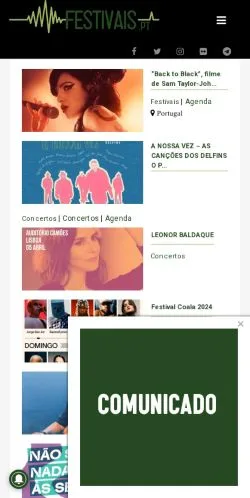 Anteprima del sito Festivais 2023, media di Portogallo per articoli sponsorizzati