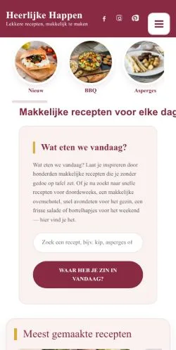 Anteprima del sito Heerlijke Happen, media di Paesi Bassi per articoli sponsorizzati