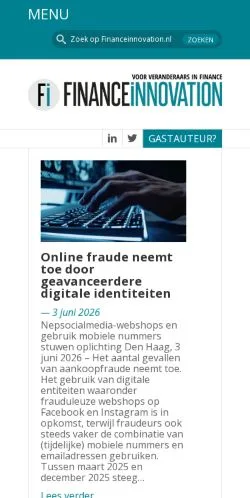 Vorschau der Website Finance Innovation, Medium aus Niederlande für gesponserte Artikel