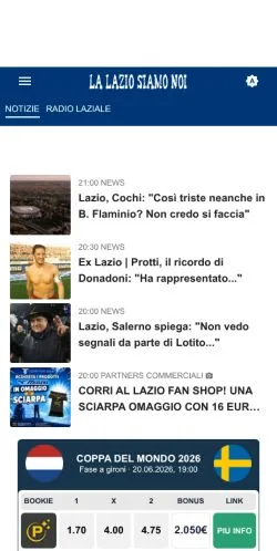 Podgląd witryny La Lazio Siamo Noi, medium z kraju Włochy do artykułów sponsorowanych