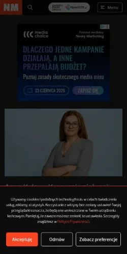 Anteprima del sito NowyMarketing, media di Polonia per articoli sponsorizzati