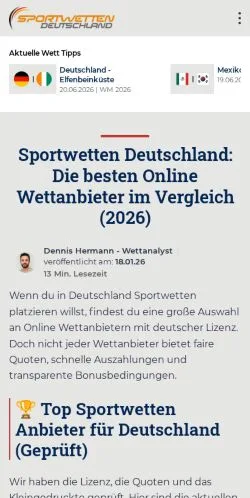 Anteprima del sito Sportwetten Deutschland, media di Germania per articoli sponsorizzati