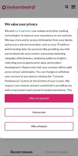 Anteprima del sito Varkensbedrijf, media di Paesi Bassi per articoli sponsorizzati