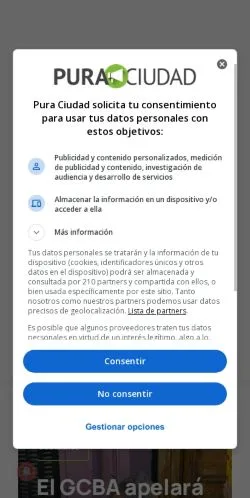 Podgląd witryny Pura Ciudad, medium z kraju Argentyna do artykułów sponsorowanych