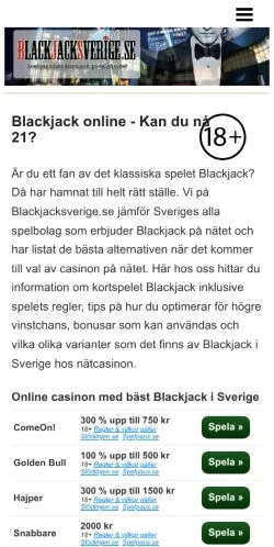 Anteprima del sito Blackjack Online, media di Svezia per articoli sponsorizzati