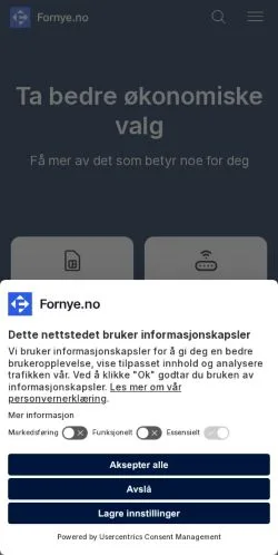 Podgląd witryny Fornye, medium z kraju Norwegia do artykułów sponsorowanych