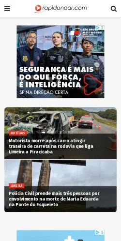 スポンサード記事向けのブラジルメディア、Rápido No Arのサイトプレビュー