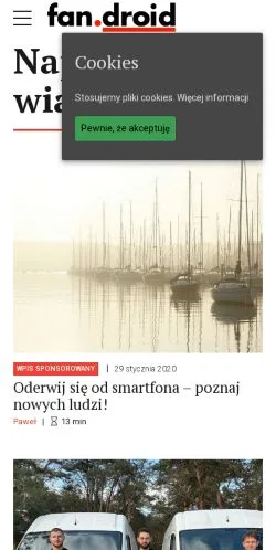 Forhåndsvisning av nettstedet Fandroid, medium fra Polen for sponsede artikler