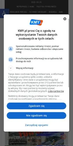 Vista previa del sitio KMY, medio de Polonia para artículos patrocinados