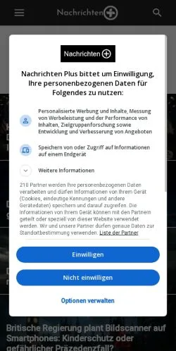 Podgląd witryny Nachrichten Plus, medium z kraju Stany Zjednoczone do artykułów sponsorowanych