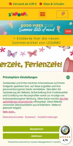 Podgląd witryny Zambomba, medium z kraju Niemcy do artykułów sponsorowanych
