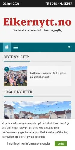 Anteprima del sito Eikernytt, media di Norvegia per articoli sponsorizzati