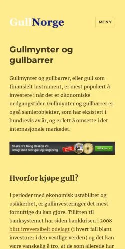 Sponsorlu makaleler için Norveç medyası Gullnorge sitesinin önizlemesi