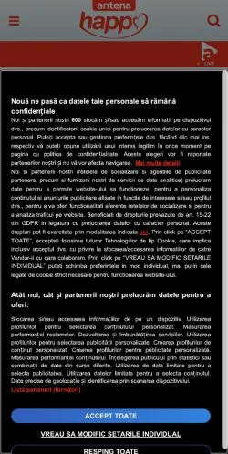 Anteprima del sito TVHappy, media di Romania per articoli sponsorizzati