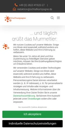 Anteprima del sito Schlafkampagne, media di Germania per articoli sponsorizzati