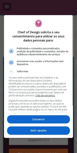 Pré-visualização do site Chief of Design, meio de Brasil para artigos patrocinados