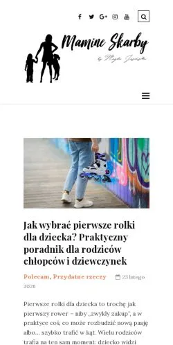 Anteprima del sito Mamine Skarby by Magda Jasińska, media di Polonia per articoli sponsorizzati