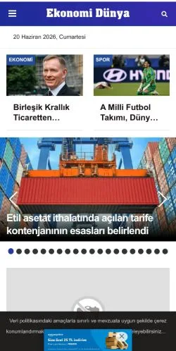 Anteprima del sito Ekonomi Dünya, media di Turchia per articoli sponsorizzati