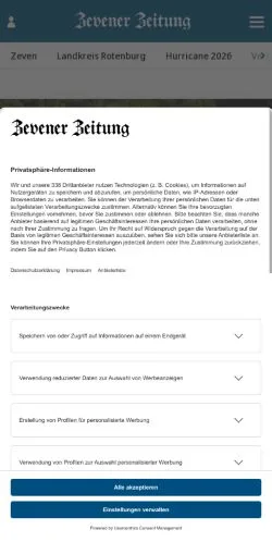 Podgląd witryny Zevener Zeitung, medium z kraju Niemcy do artykułów sponsorowanych