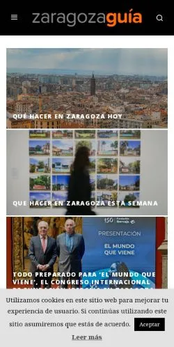 Podgląd witryny Zaragoza Guía, medium z kraju Hiszpania do artykułów sponsorowanych
