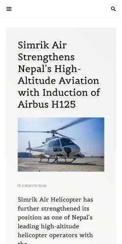 Anteprima del sito Aviation Nepal, media di Stati Uniti per articoli sponsorizzati