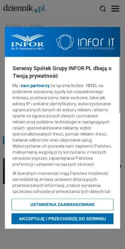 Anteprima del sito Kobieta, media di Polonia per articoli sponsorizzati