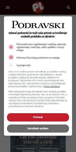 Anteprima del sito Podravski, media di Croazia per articoli sponsorizzati