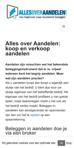 스폰서 기사용 네덜란드 매체 Alles over Aandelen 사이트 미리보기