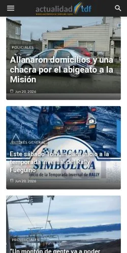 Anteprima del sito Actualidad TDF, media di Argentina per articoli sponsorizzati