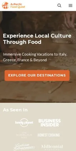 Podgląd witryny Authentic Food Quest, medium z kraju Stany Zjednoczone do artykułów sponsorowanych