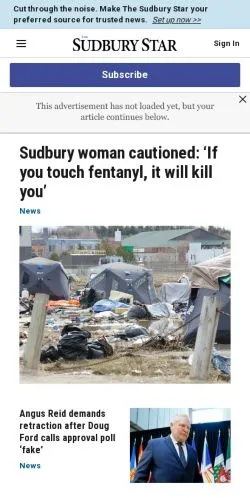Podgląd witryny Sudbury Star, medium z kraju Stany Zjednoczone do artykułów sponsorowanych