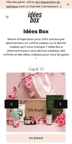 Pré-visualização do site Idées Box, meio de França para artigos patrocinados