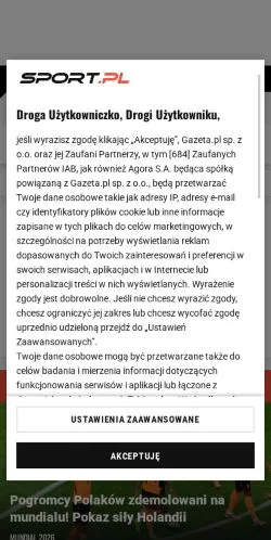 Anteprima del sito sport.pl, media di Polonia per articoli sponsorizzati