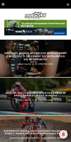 Anteprima del sito Świat Motocykli, media di Polonia per articoli sponsorizzati