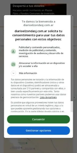 Anteprima del sito El Zonda, media di Argentina per articoli sponsorizzati