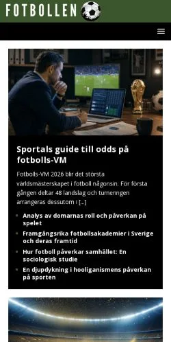 Aperçu du site Fotbollen, média de Suède pour articles sponsorisés