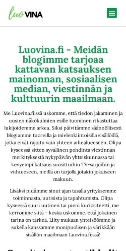 Anteprima del sito Luovina, media di Finlandia per articoli sponsorizzati